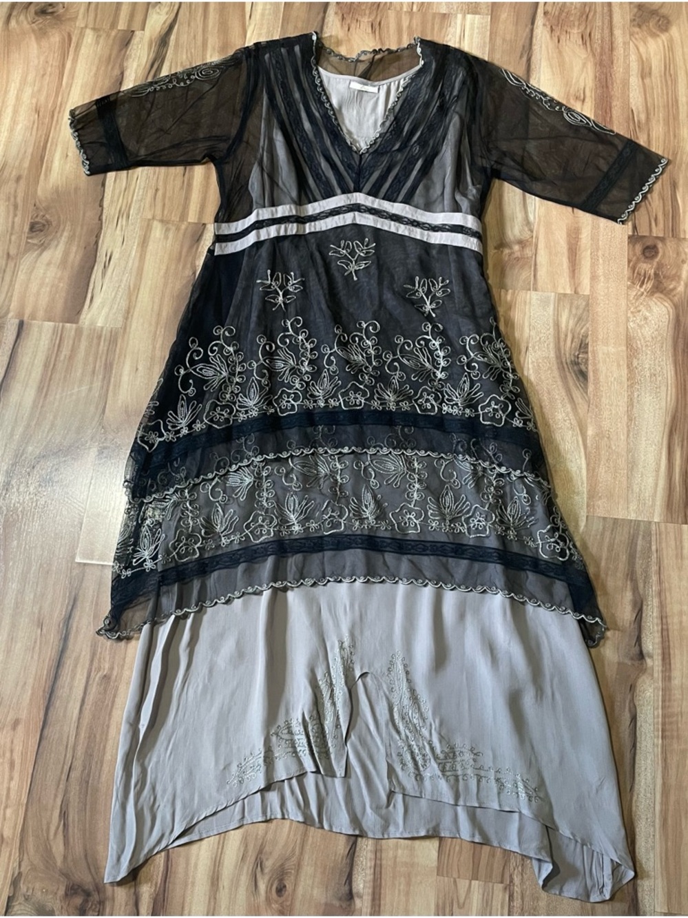 Gothic Edwardian Nataya Titanic Dress - Whimsigoth Embroidered Gown Sz XL